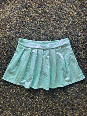 Iridescent Seafoam Pleated Micro Miniskirt